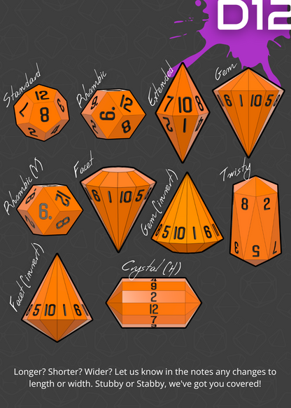 Custom STL Dice Master Set - Includes FREE blanks - Print Yourself