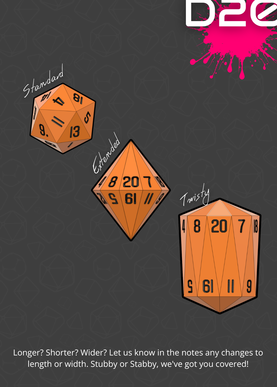 Custom STL Dice Master Set - Includes FREE blanks - Print Yourself