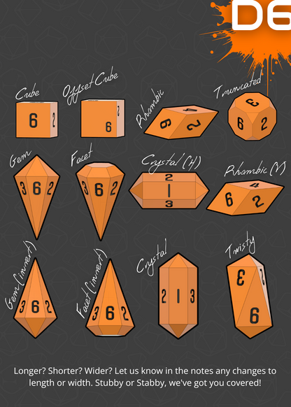 Custom STL Dice Master Set - Includes FREE blanks - Print Yourself