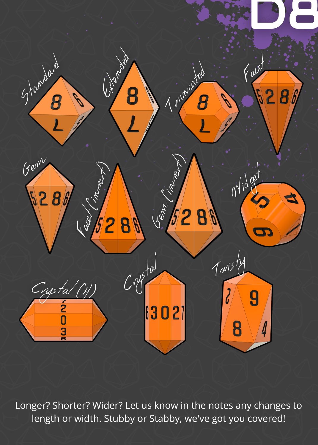 Custom STL Dice Master Set - Includes FREE blanks - Print Yourself