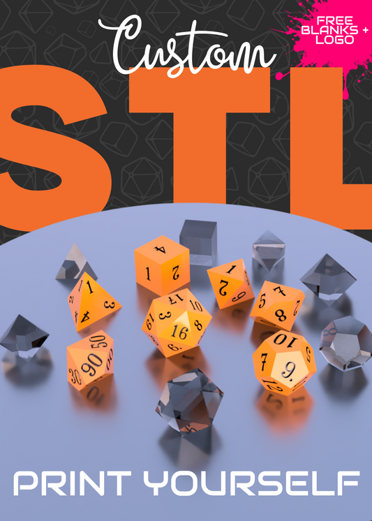 Custom STL Dice Master Set - Includes FREE blanks - Print Yourself